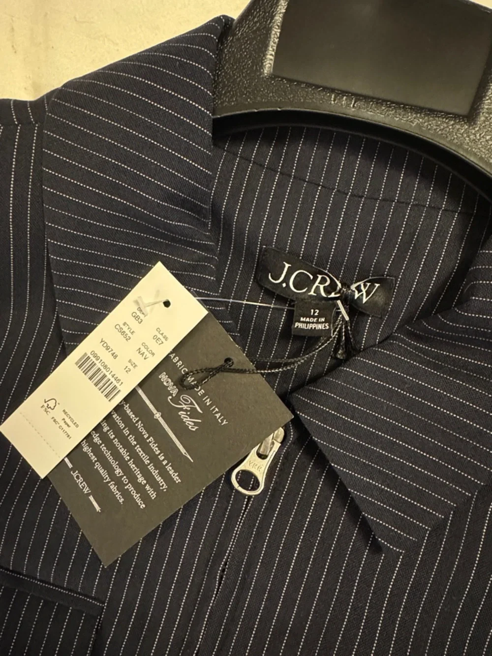 J.Crew Structured jacket in Italian studio wool blend pinstriped CS652